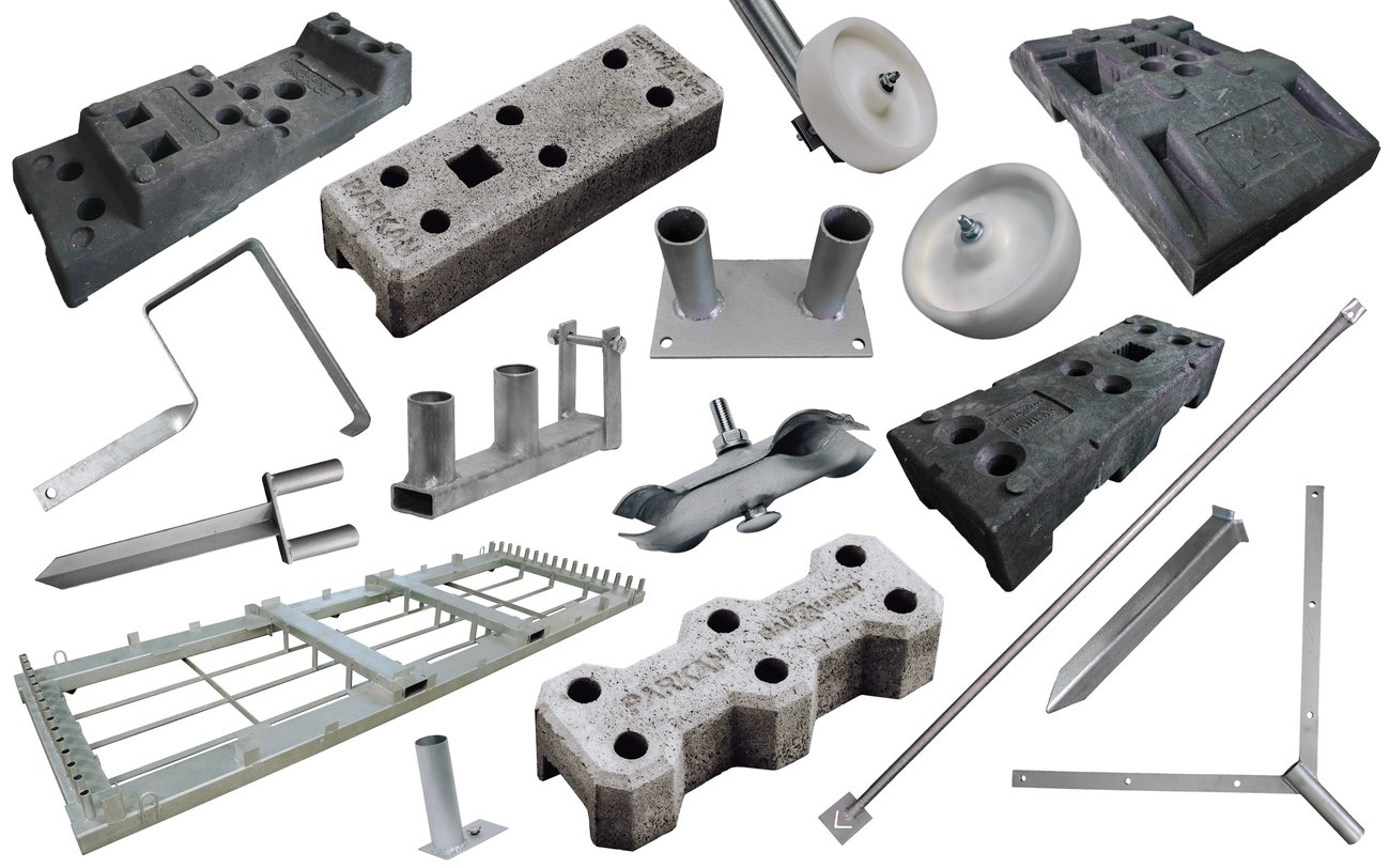 Construction temporary fencing accessories.